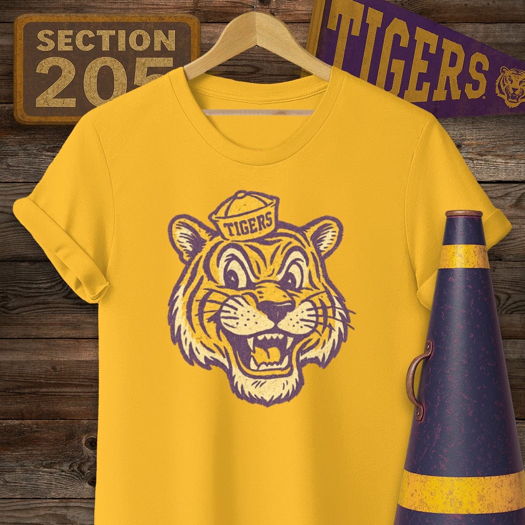 S / Gold Louisiana Retro Tiger Game Day T-Shirt by Laissez Faire Wear