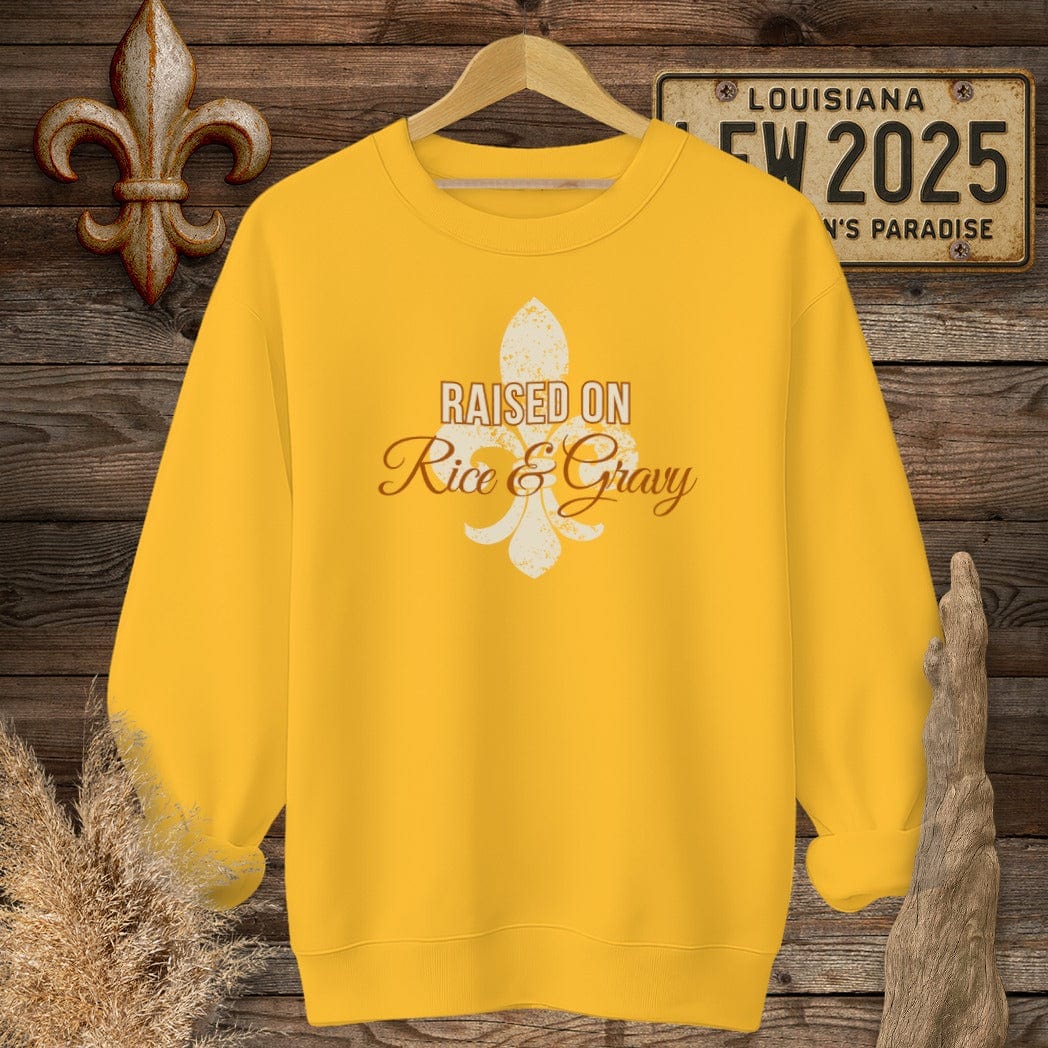 S / Gold Louisiana Rice & Gravy Sweatshirt by Laissez Faire Wear
