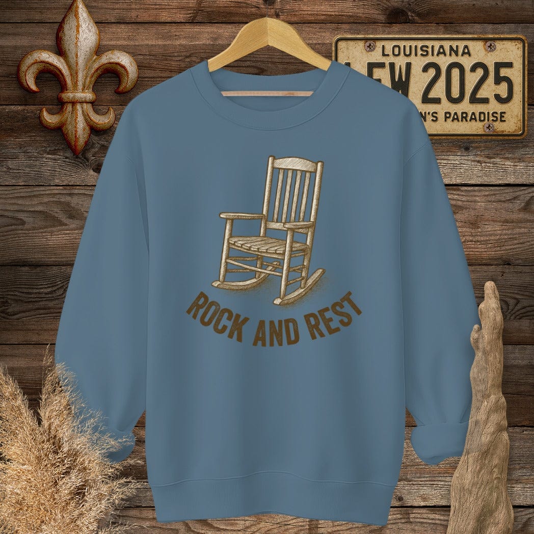 S / Indigo Blue Louisiana Rock And Rest Sweatshirt by Laissez Faire Wear