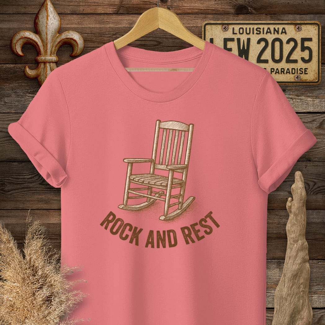 S / Coral Silk Louisiana Rock And Rest T-Shirt by Laissez Faire Wear