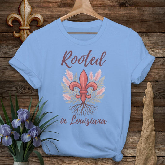S / Carolina Blue Louisiana Rooted in Louisiana T-Shirt by Laissez Faire Wear