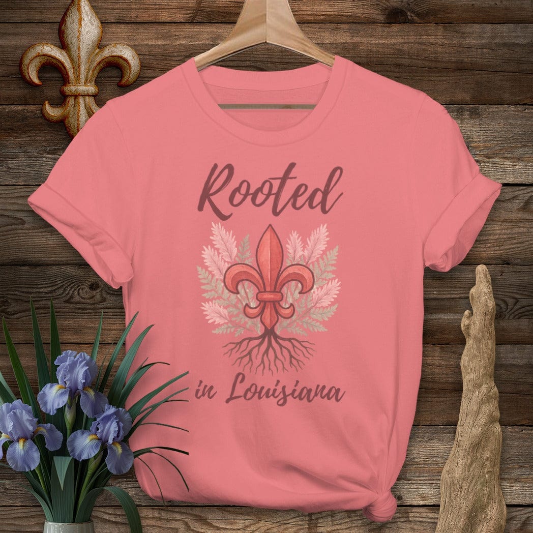 S / Coral Silk Louisiana Rooted in Louisiana T-Shirt by Laissez Faire Wear