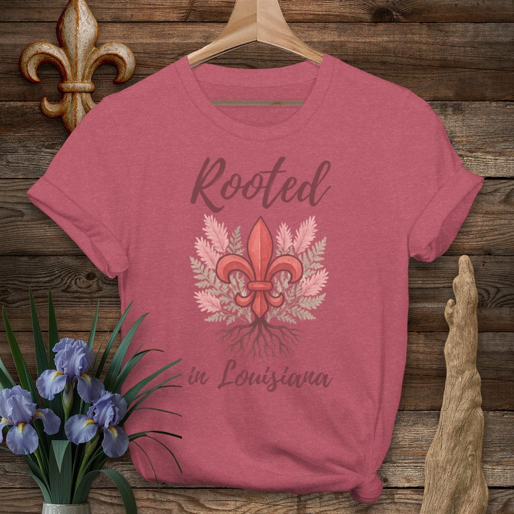 S / Heather Cardinal Louisiana Rooted in Louisiana T-Shirt by Laissez Faire Wear