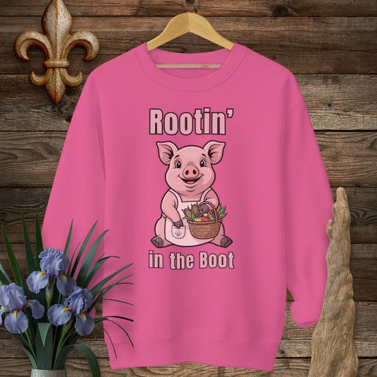 S / Heliconia Louisiana Rootin' in the Boot Farm Sweatshirt by Laissez Faire Wear