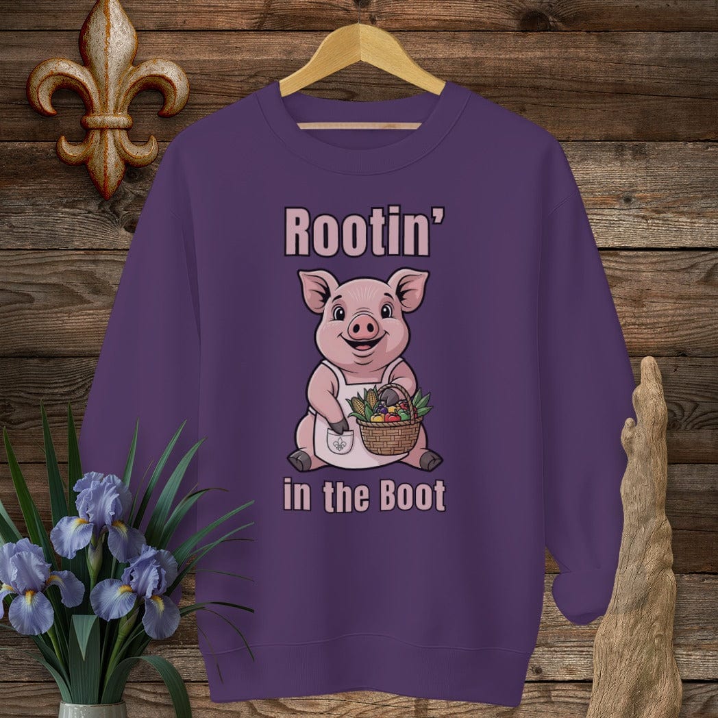 S / Purple Louisiana Rootin' in the Boot Farm Sweatshirt by Laissez Faire Wear