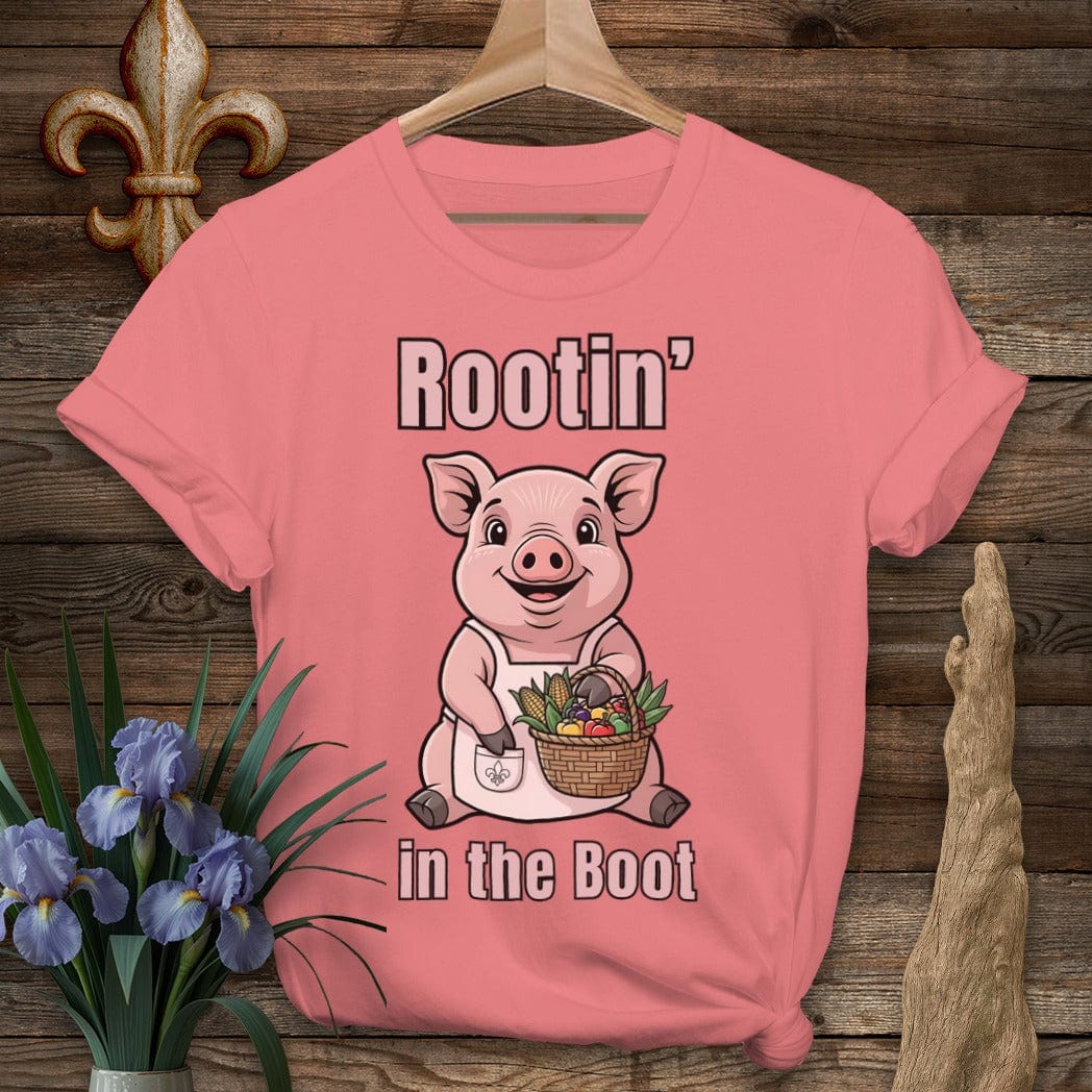 S / Coral Silk Louisiana Rootin' in the Boot Farm T-Shirt by Laissez Faire Wear