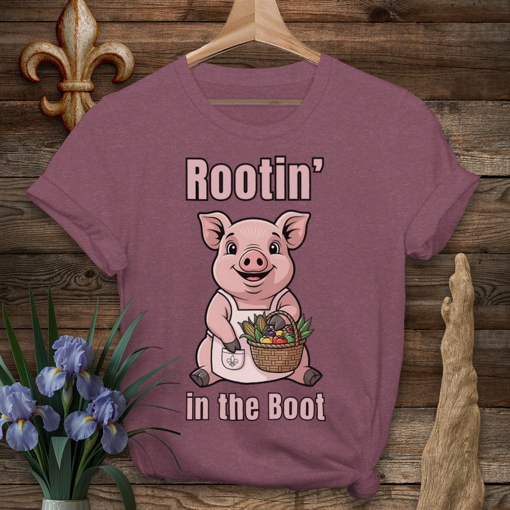 S / Heather Maroon Louisiana Rootin' in the Boot Farm T-Shirt by Laissez Faire Wear