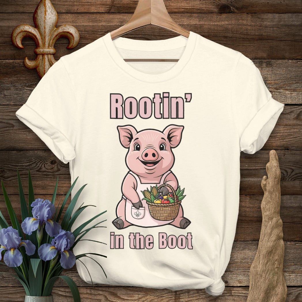 S / Natural Louisiana Rootin' in the Boot Farm T-Shirt by Laissez Faire Wear