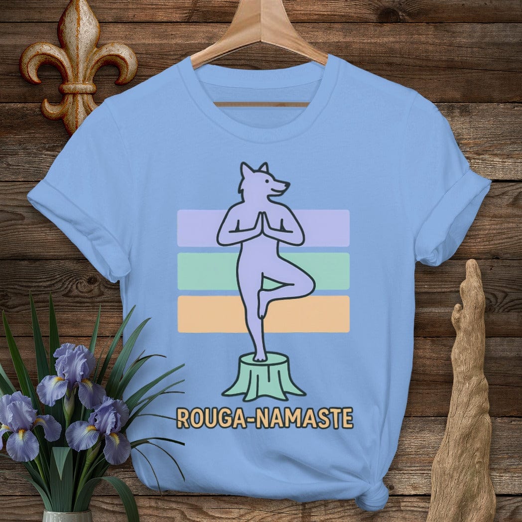S / Carolina Blue Louisiana Rouga-Namaste T-Shirt by Laissez Faire Wear