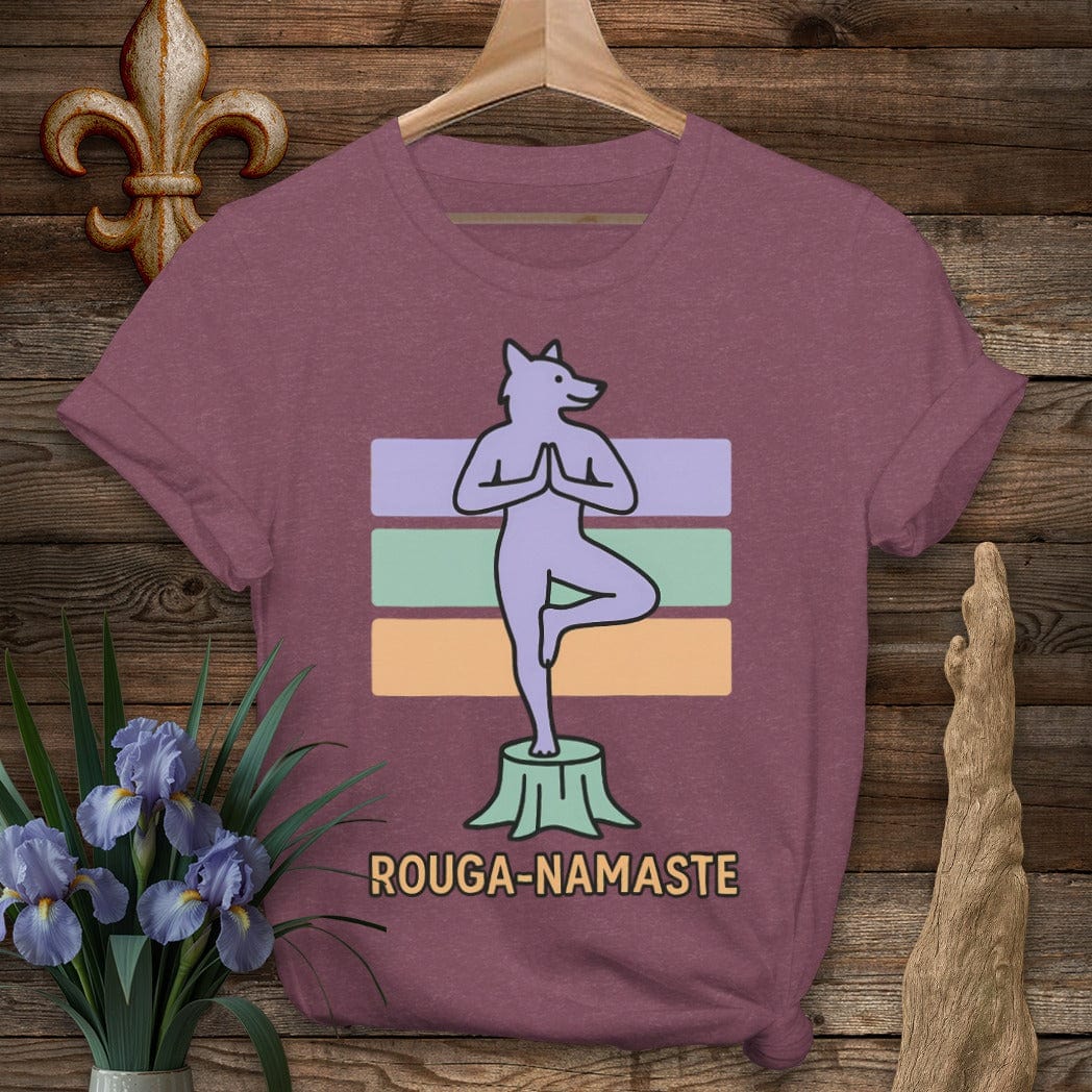 S / Heather Maroon Louisiana Rouga-Namaste T-Shirt by Laissez Faire Wear