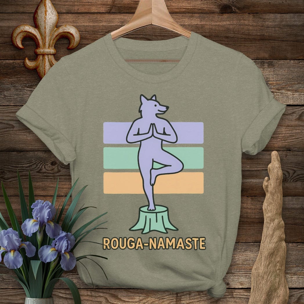 S / Heather Military Green Louisiana Rouga-Namaste T-Shirt by Laissez Faire Wear