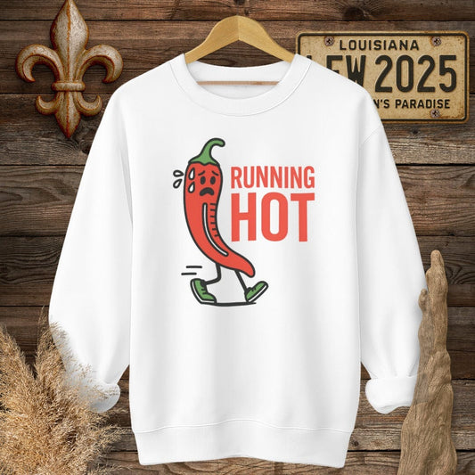 S / White Louisiana Running Hot Sweatshirt by Laissez Faire Wear