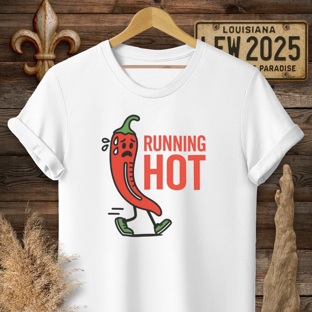 S / White Louisiana Running Hot T-Shirt by Laissez Faire Wear