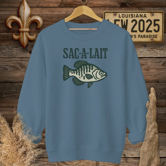 S / Indigo Blue Louisiana Sac-a-Lait Minimalist Sweatshirt by Laissez Faire Wear
