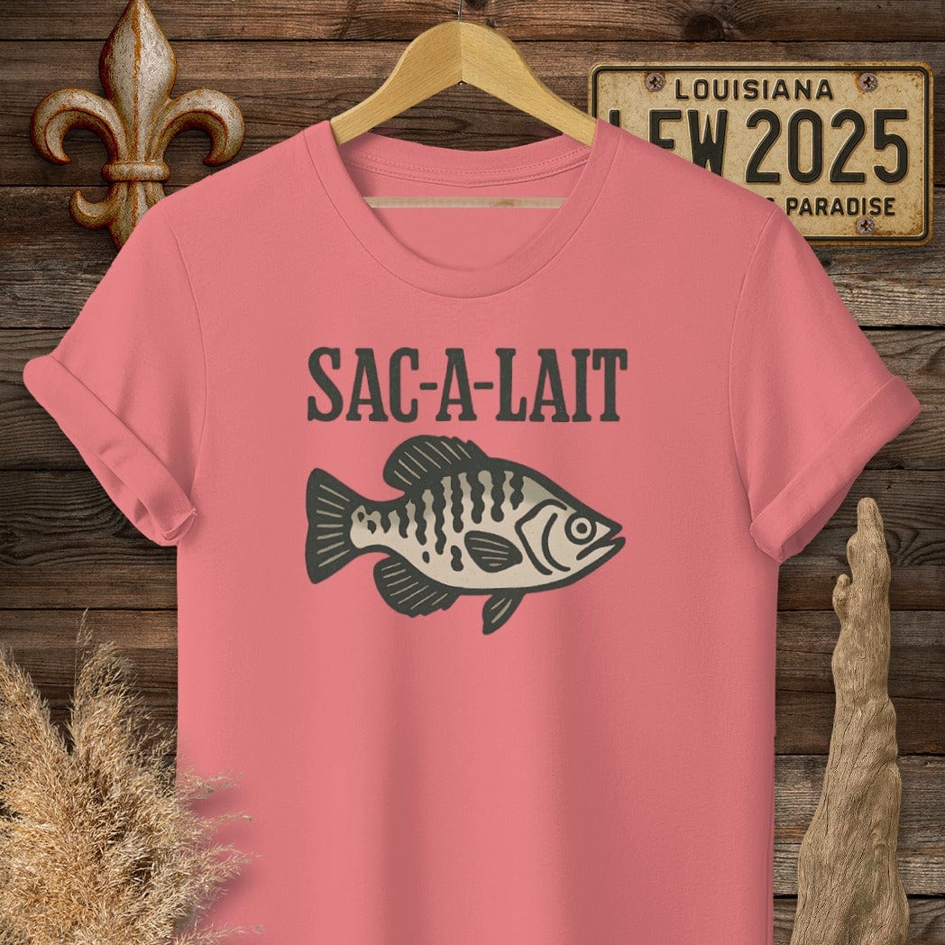 S / Coral Silk Louisiana Sac-a-Lait Minimalist T-Shirt by Laissez Faire Wear