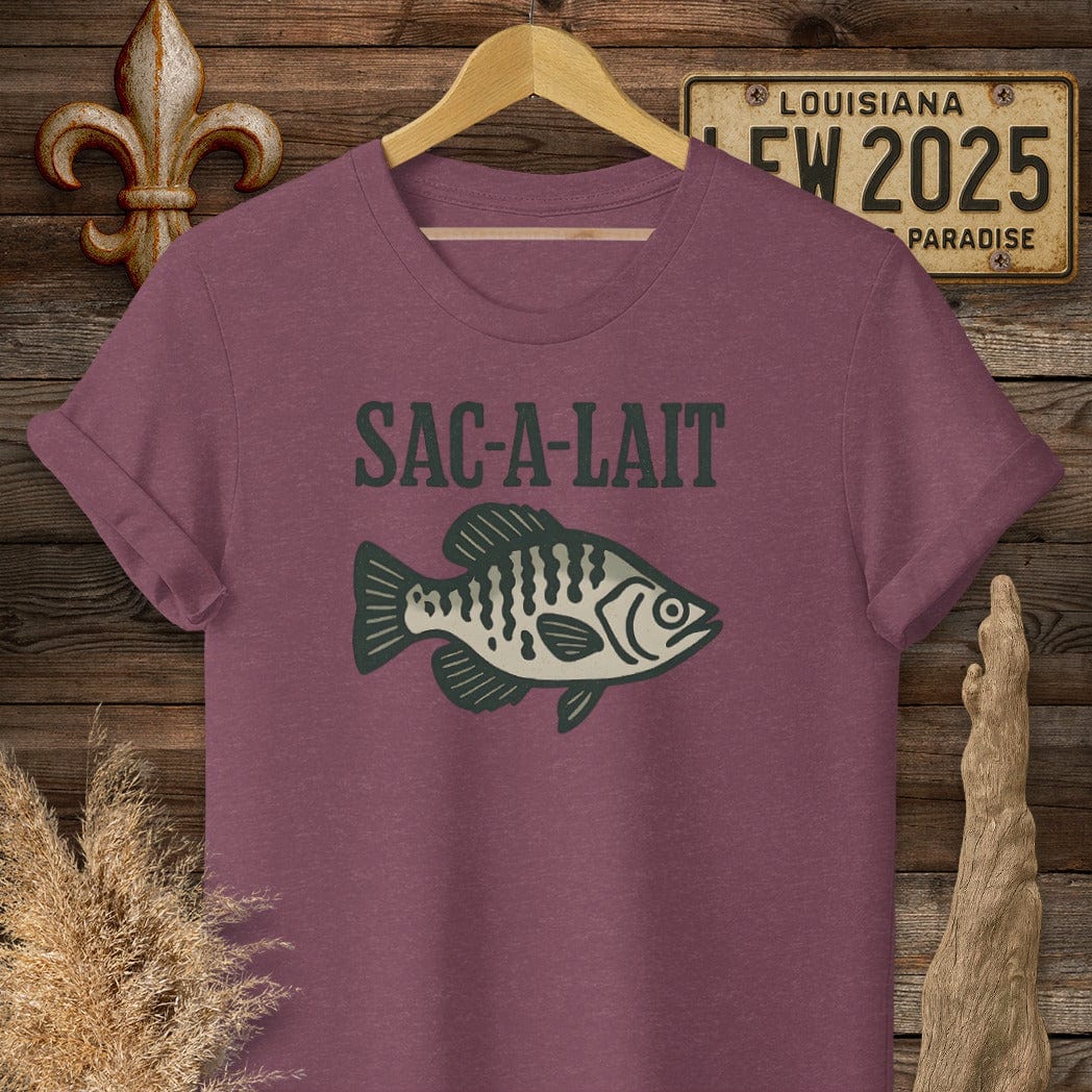S / Heather Maroon Louisiana Sac-a-Lait Minimalist T-Shirt by Laissez Faire Wear
