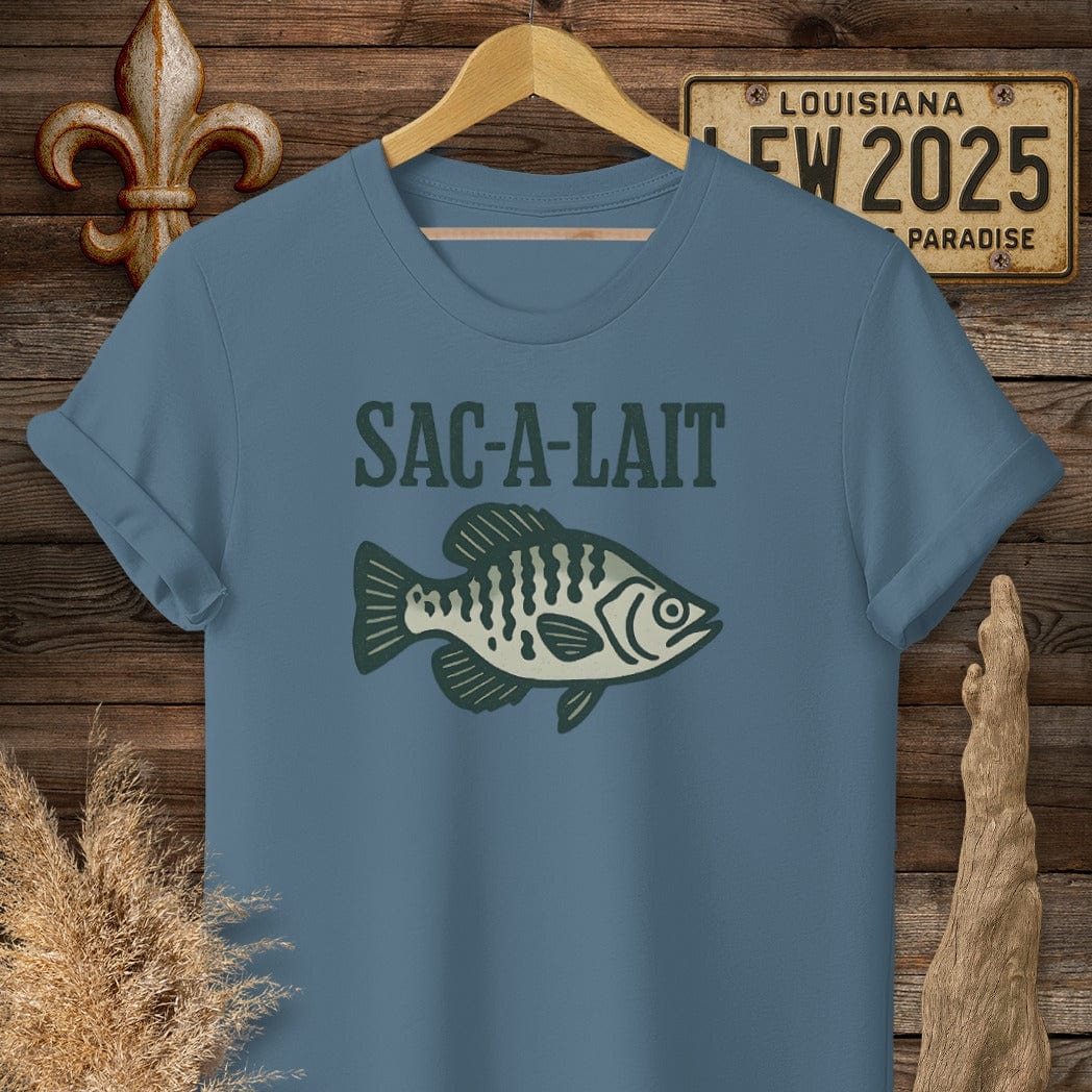 S / Indigo Blue Louisiana Sac-a-Lait Minimalist T-Shirt by Laissez Faire Wear