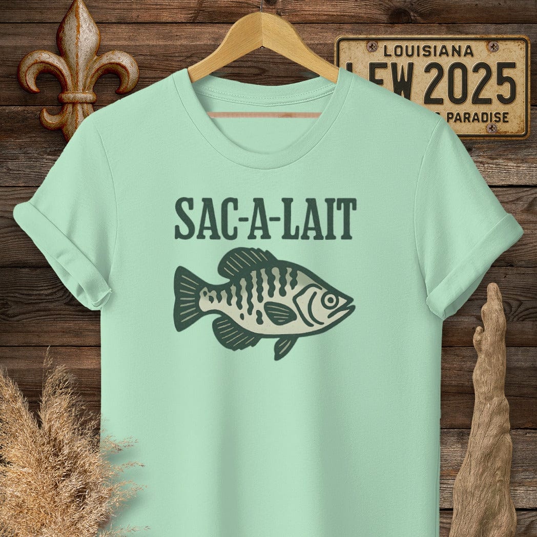 S / Mint Green Louisiana Sac-a-Lait Minimalist T-Shirt by Laissez Faire Wear