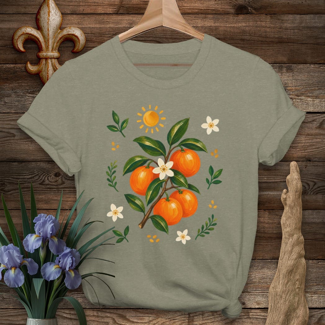 S / Heather Military Green Louisiana Satsuma Season T-Shirt by Laissez Faire Wear