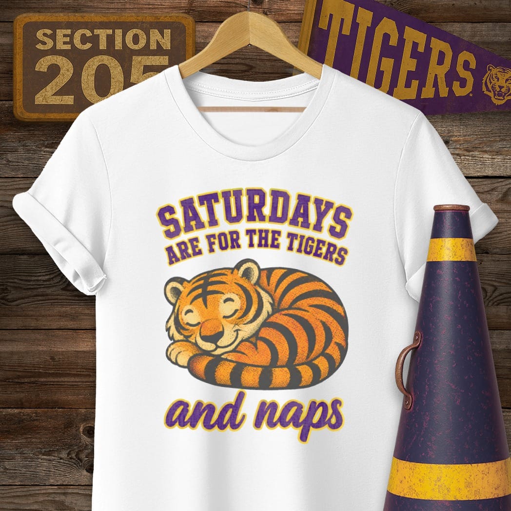 S / White Louisiana Saturdays are for Tigers T-Shirt by Laissez Faire Wear