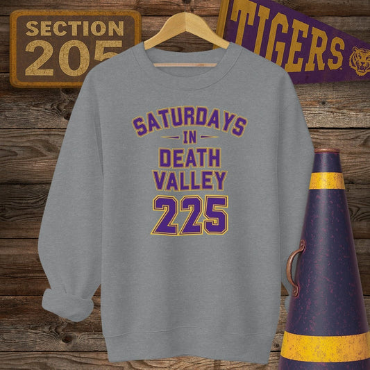 S / Graphite Heather Louisiana Saturdays In Death Valley 225 Game Day Sweatshirt by Laissez Faire Wear