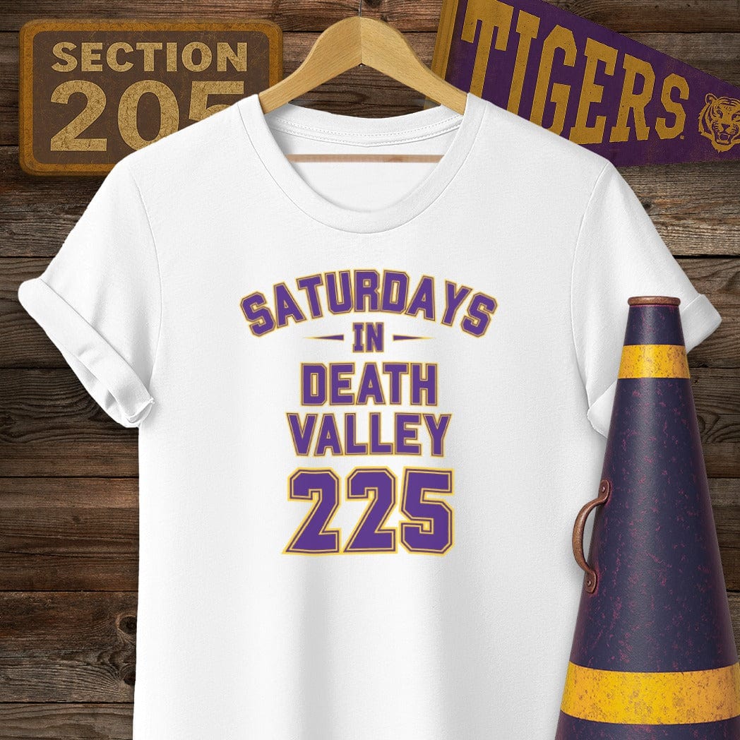 S / White Louisiana Saturdays In Death Valley 225 Game Day T-Shirt by Laissez Faire Wear