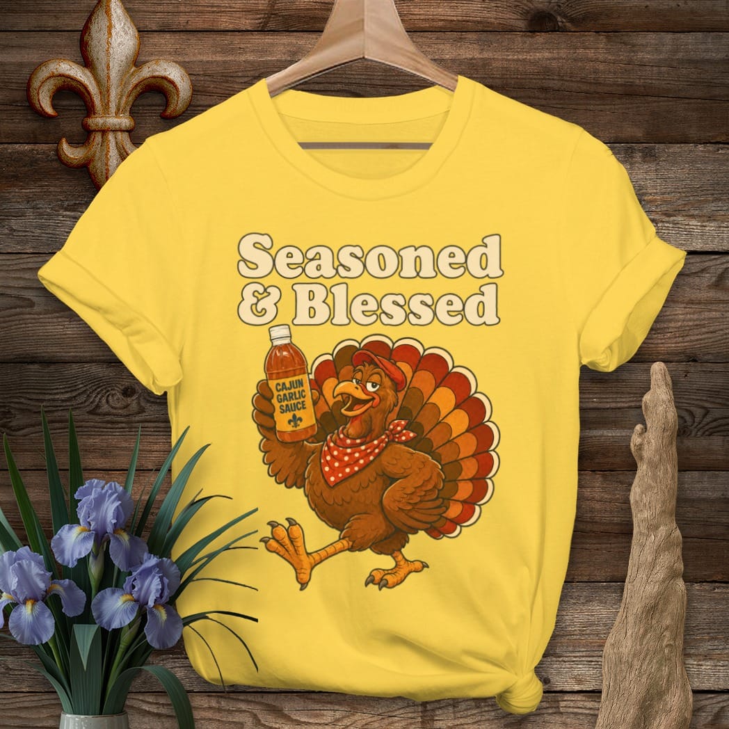 S / Daisy Louisiana Seasoned & Blessed T-Shirt by Laissez Faire Wear