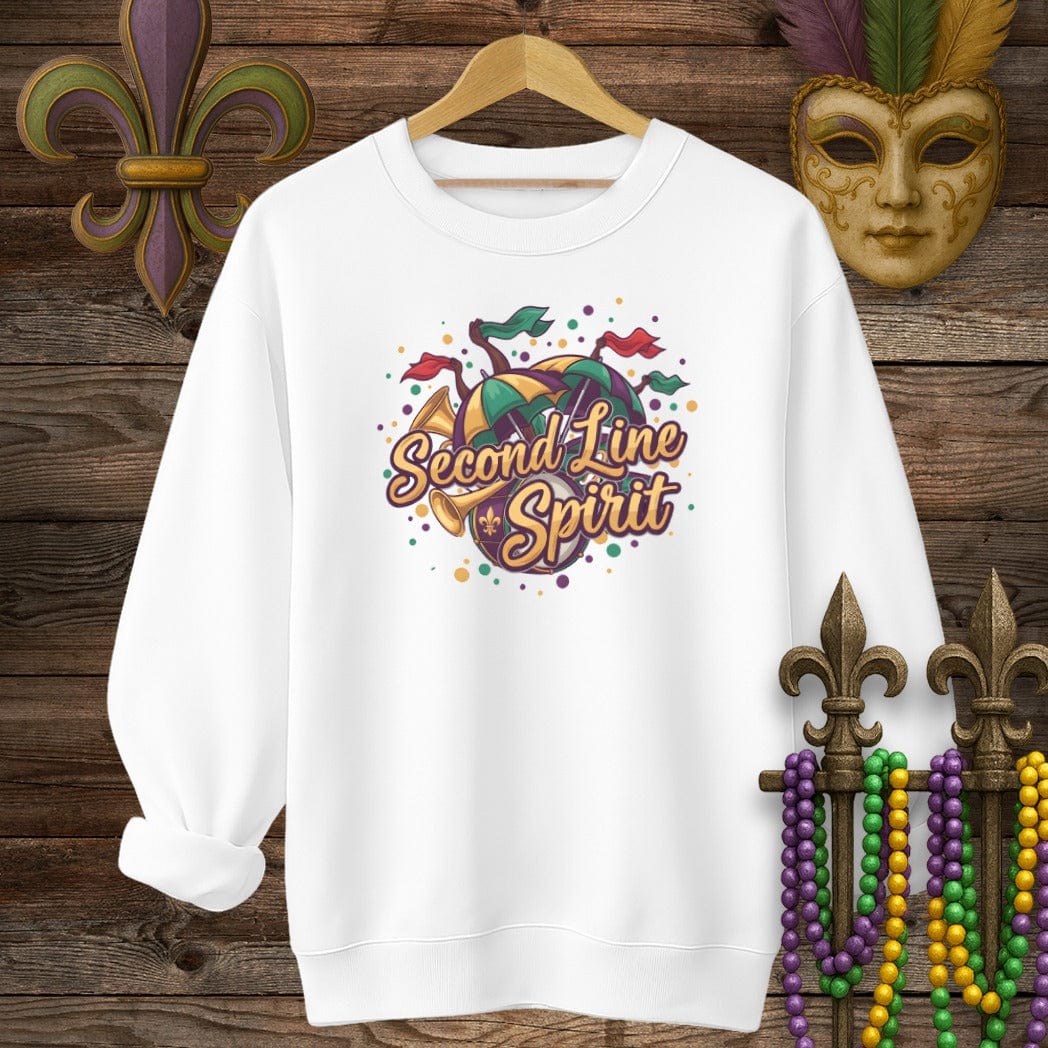 S / White Louisiana Second Line Spirit Sweatshirt by Laissez Faire Wear
