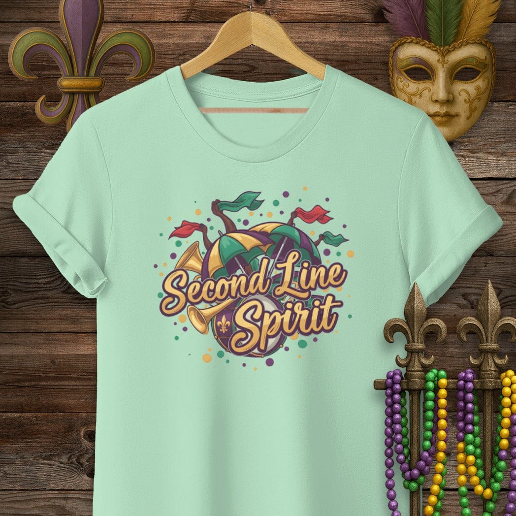 S / Mint Green Louisiana Second Line Spirit T-Shirt by Laissez Faire Wear