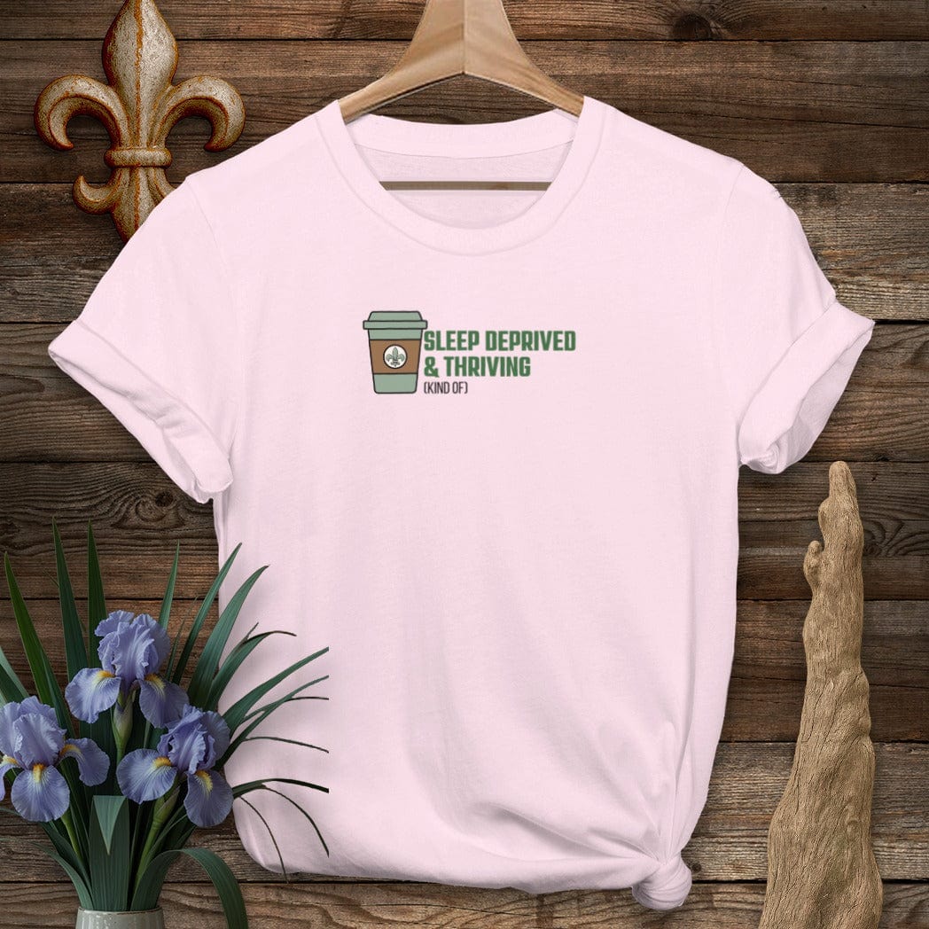 S / Light Pink Louisiana Sleep Deprived & Thriving (Kind Of) T-Shirt by Laissez Faire Wear