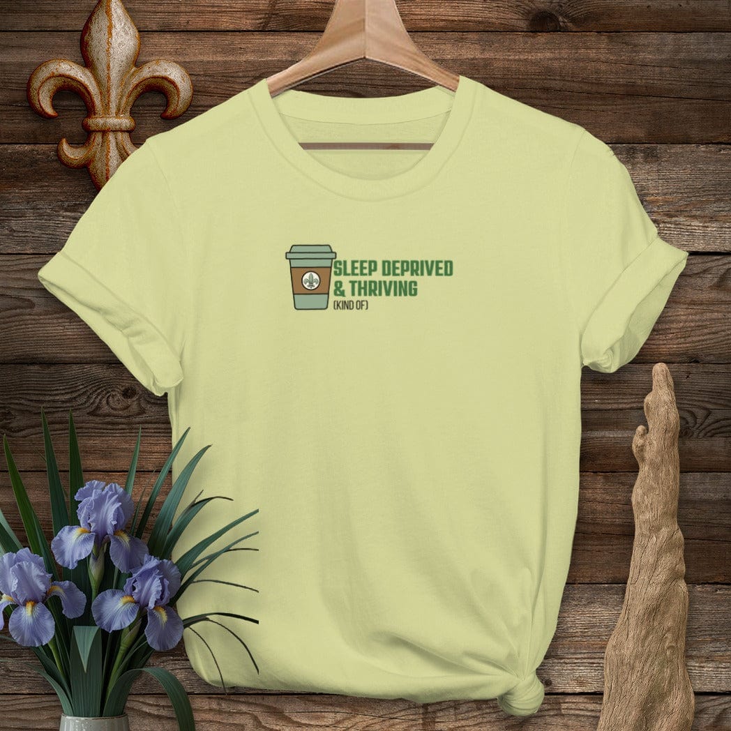 S / Pistachio Louisiana Sleep Deprived & Thriving (Kind Of) T-Shirt by Laissez Faire Wear
