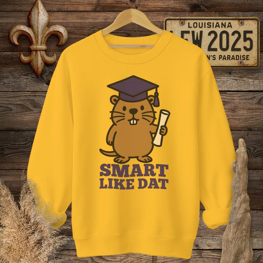 S / Gold Louisiana Smart Like Dat Graduation Sweatshirt by Laissez Faire Wear