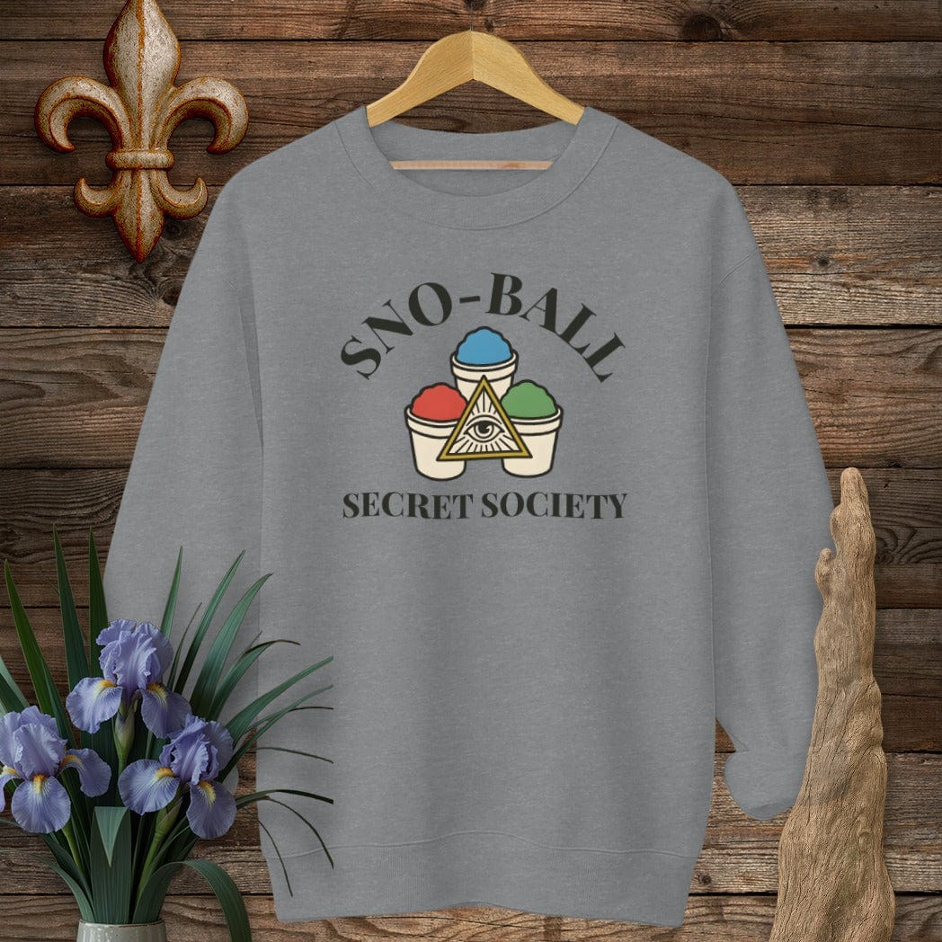 S / Graphite Heather Louisiana Sno-Ball Secret Society Sweatshirt by Laissez Faire Wear