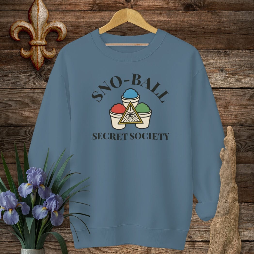 S / Indigo Blue Louisiana Sno-Ball Secret Society Sweatshirt by Laissez Faire Wear