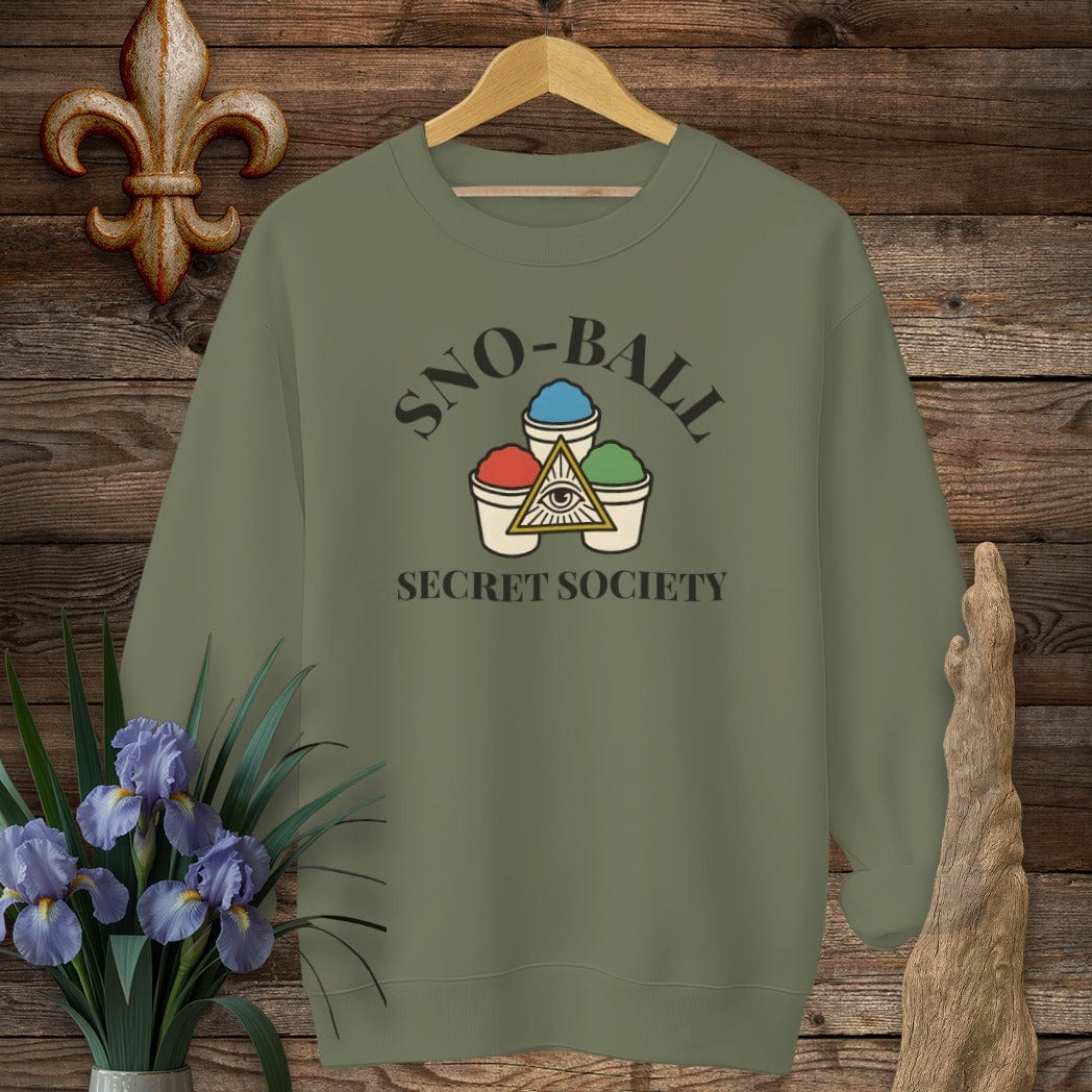 S / Military Green Louisiana Sno-Ball Secret Society Sweatshirt by Laissez Faire Wear