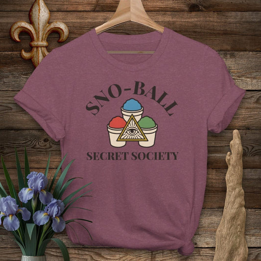 S / Heather Maroon Louisiana Sno-Ball Secret Society T-Shirt by Laissez Faire Wear
