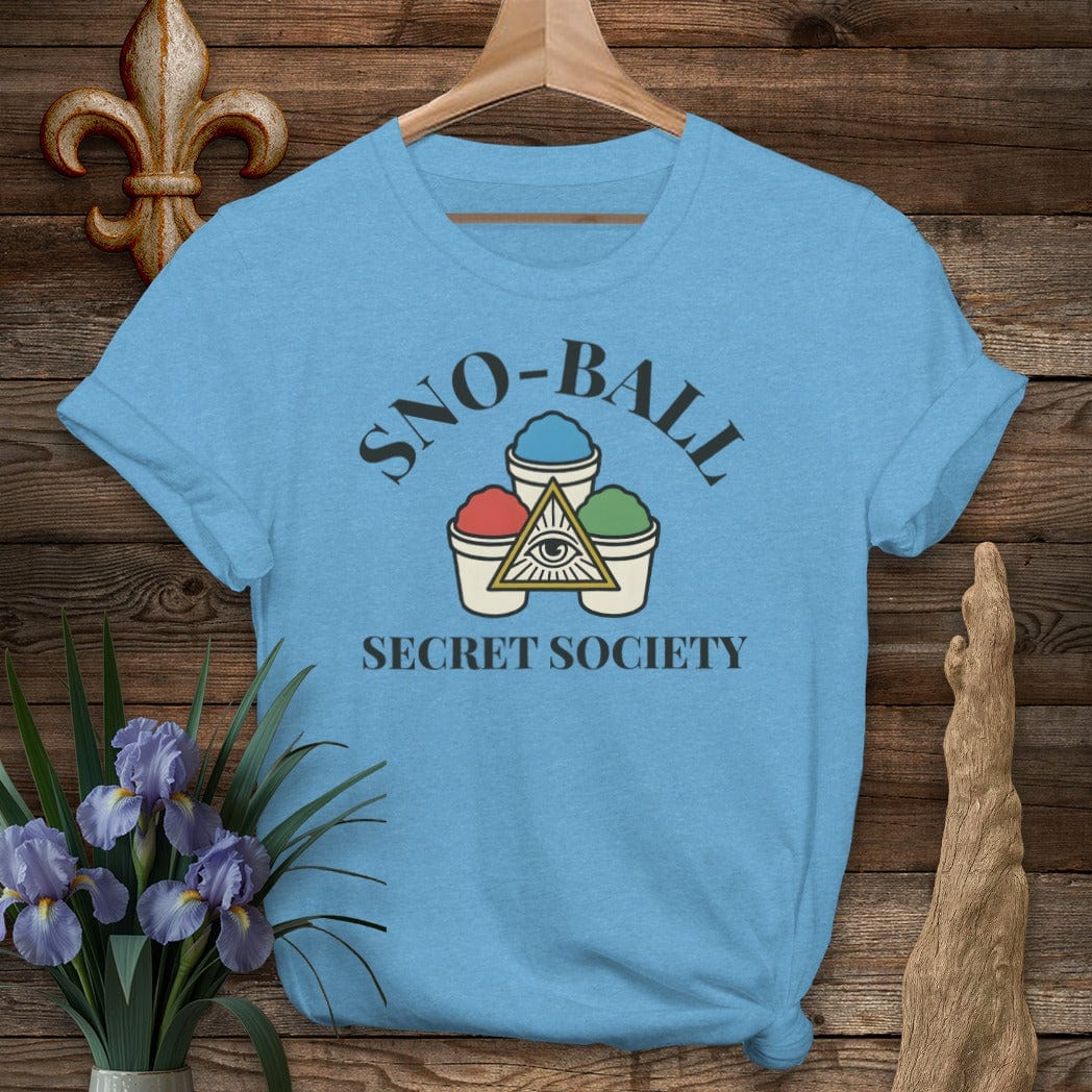 S / Heather Sapphire Louisiana Sno-Ball Secret Society T-Shirt by Laissez Faire Wear