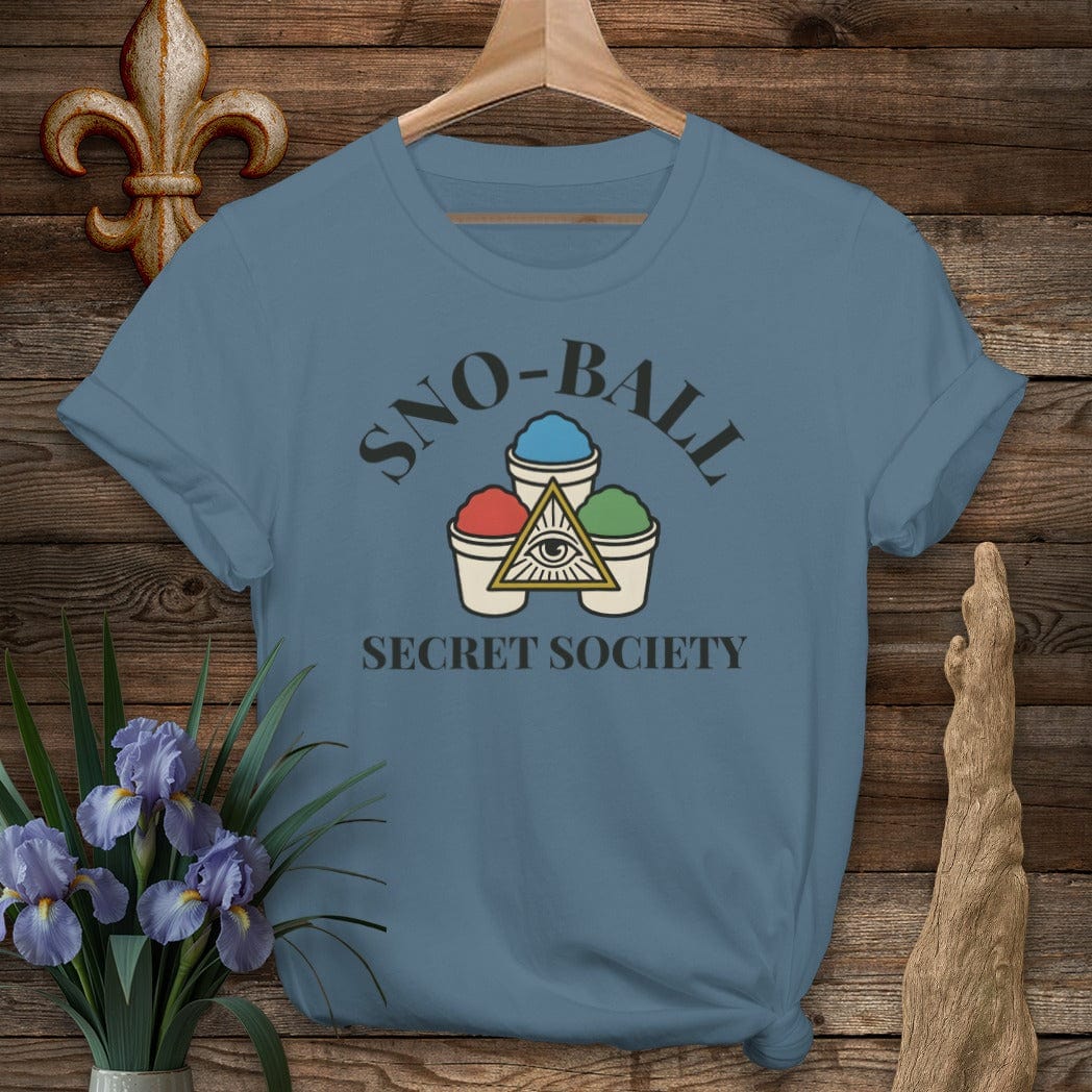 S / Indigo Blue Louisiana Sno-Ball Secret Society T-Shirt by Laissez Faire Wear