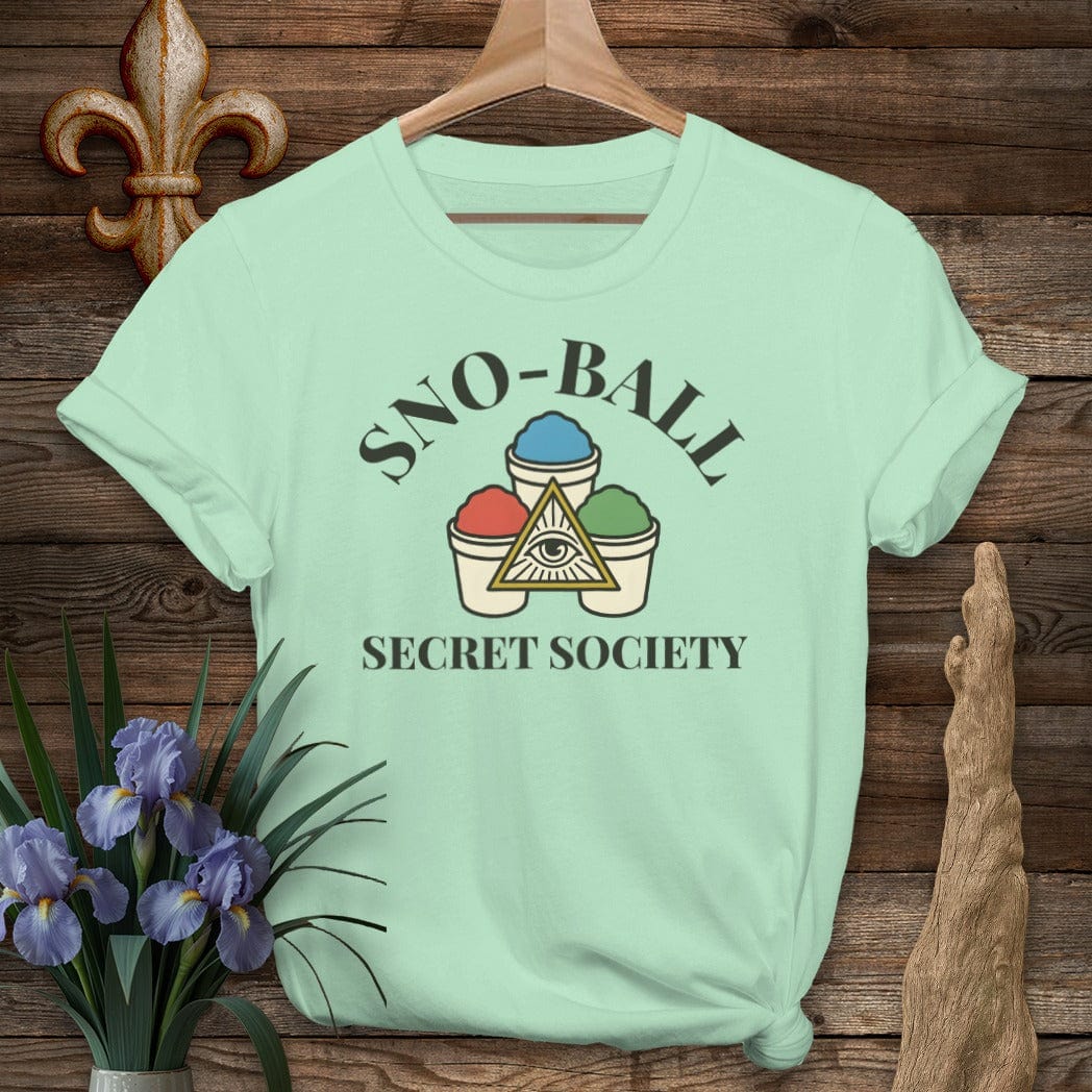 S / Mint Green Louisiana Sno-Ball Secret Society T-Shirt by Laissez Faire Wear