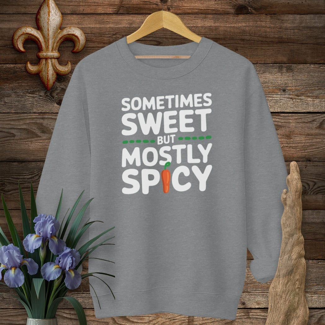 S / Graphite Heather Louisiana Sometimes Sweet But Mostly Spicy Sweatshirt by Laissez Faire Wear