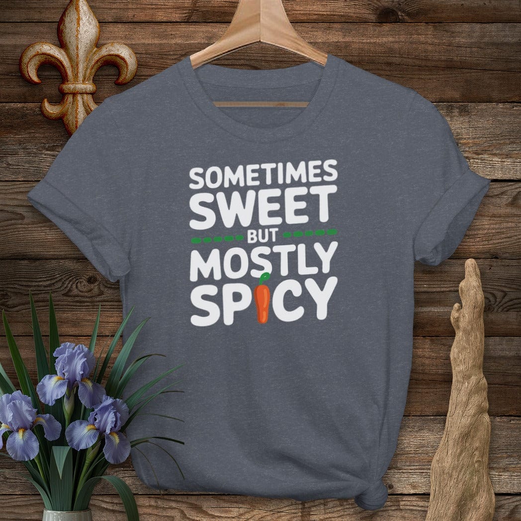 S / Heather Navy Louisiana Sometimes Sweet But Mostly Spicy T-Shirt by Laissez Faire Wear