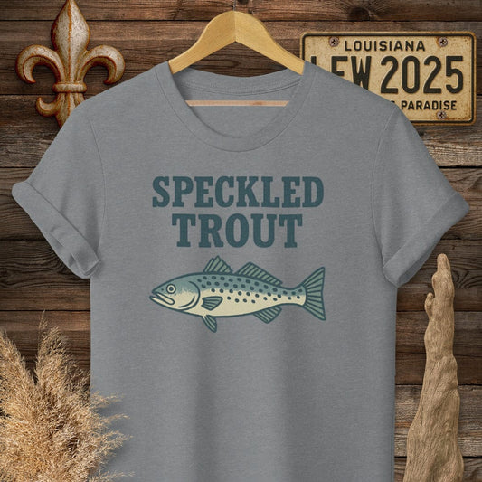 S / Graphite Heather Louisiana Speckled Trout Minimalist T-Shirt by Laissez Faire Wear