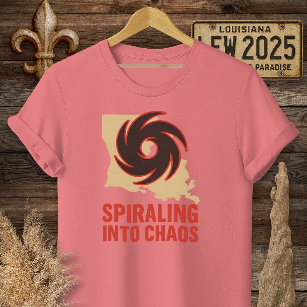 S / Coral Silk Louisiana Spiraling Into Chaos T-Shirt by Laissez Faire Wear