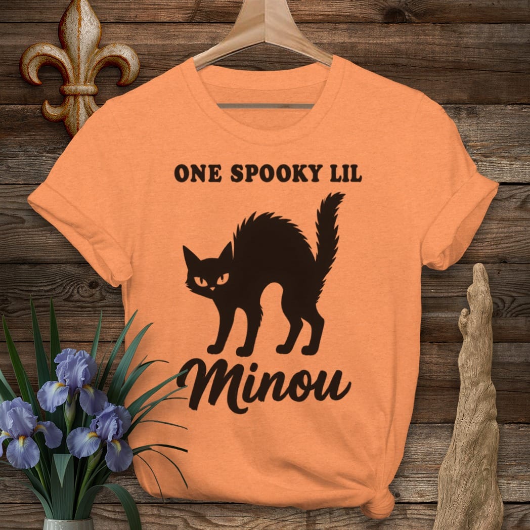 S / Heather Orange Louisiana Spooky Minou T-Shirt by Laissez Faire Wear