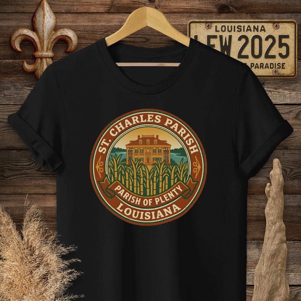 S / Black Louisiana St. Charles Parish T-Shirt by Laissez Faire Wear