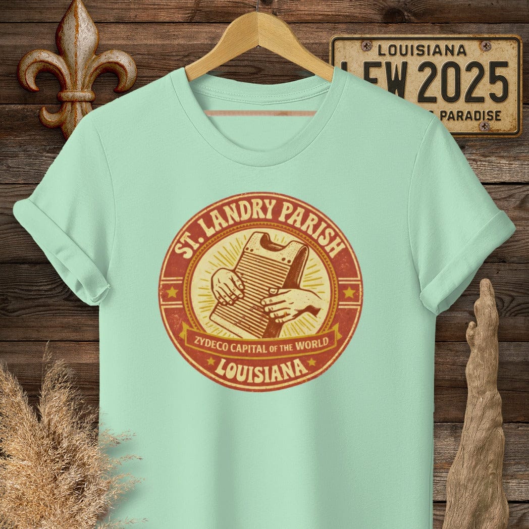 S / Mint Green Louisiana St. Landry Parish T-Shirt by Laissez Faire Wear