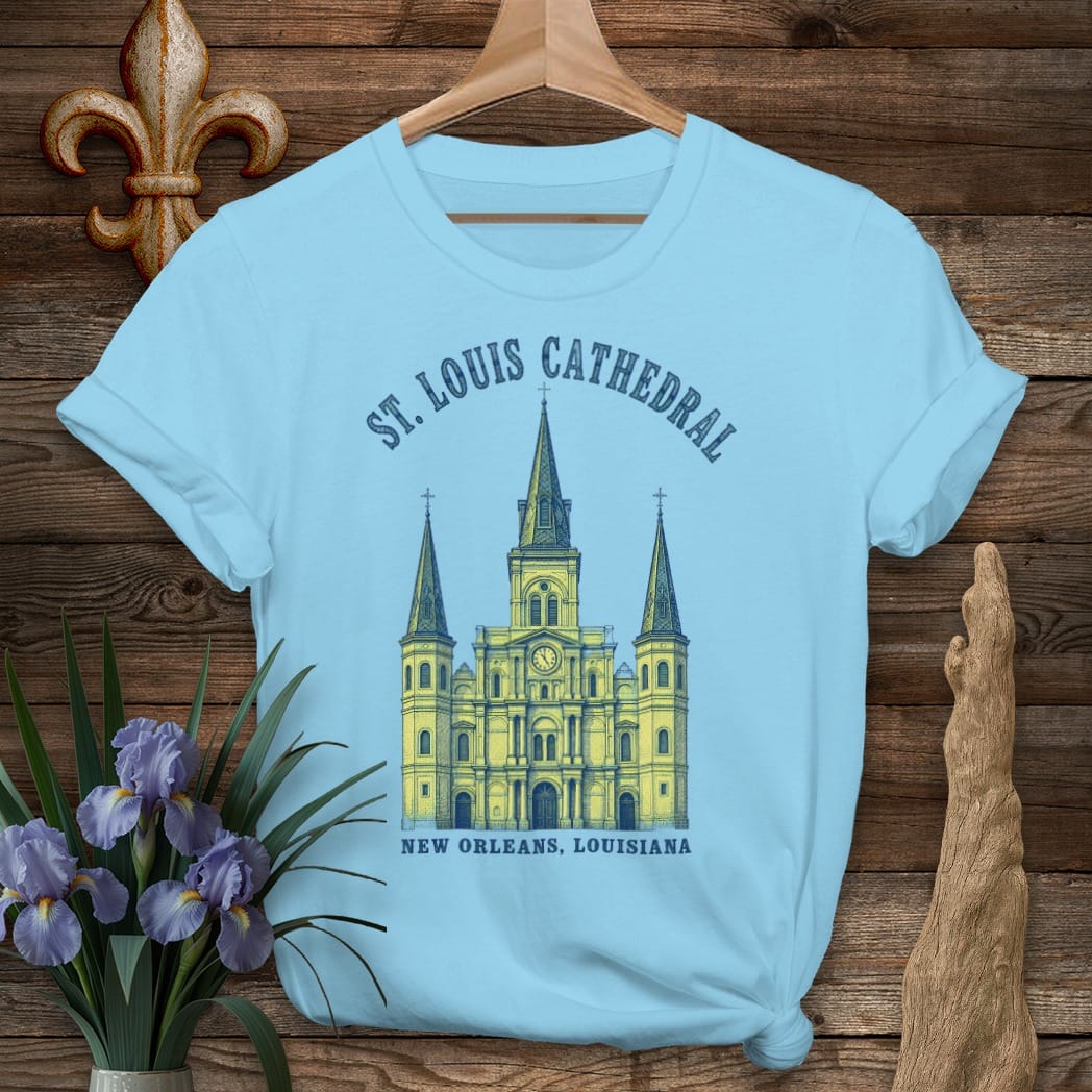 S / Sky Louisiana St. Louis Cathedral T-Shirt by Laissez Faire Wear