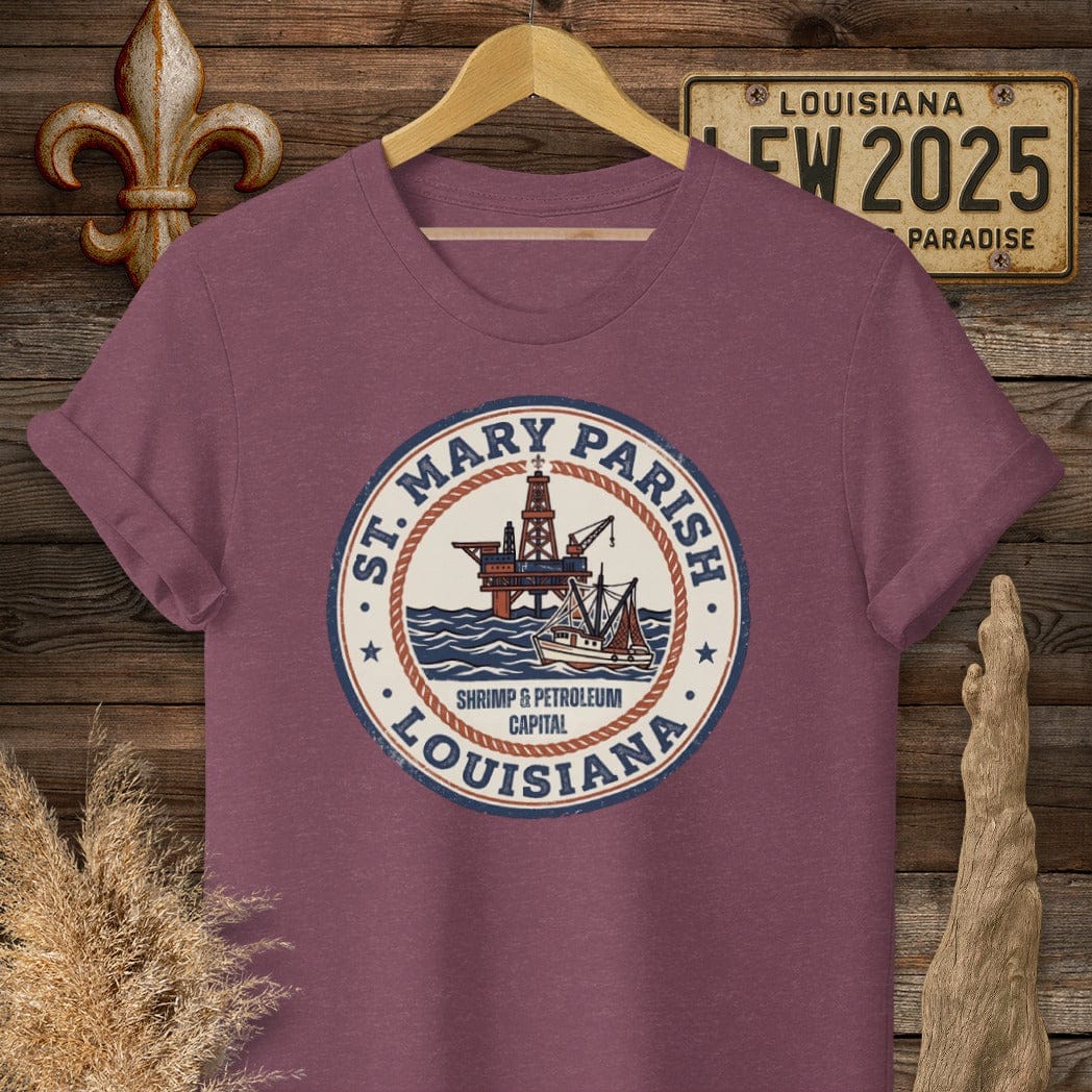 S / Heather Maroon Louisiana St. Mary Parish T-Shirt by Laissez Faire Wear