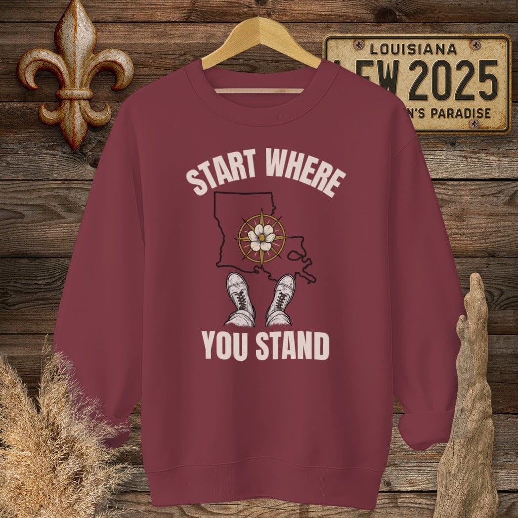 S / Garnet Louisiana Start Where You Stand Sweatshirt by Laissez Faire Wear