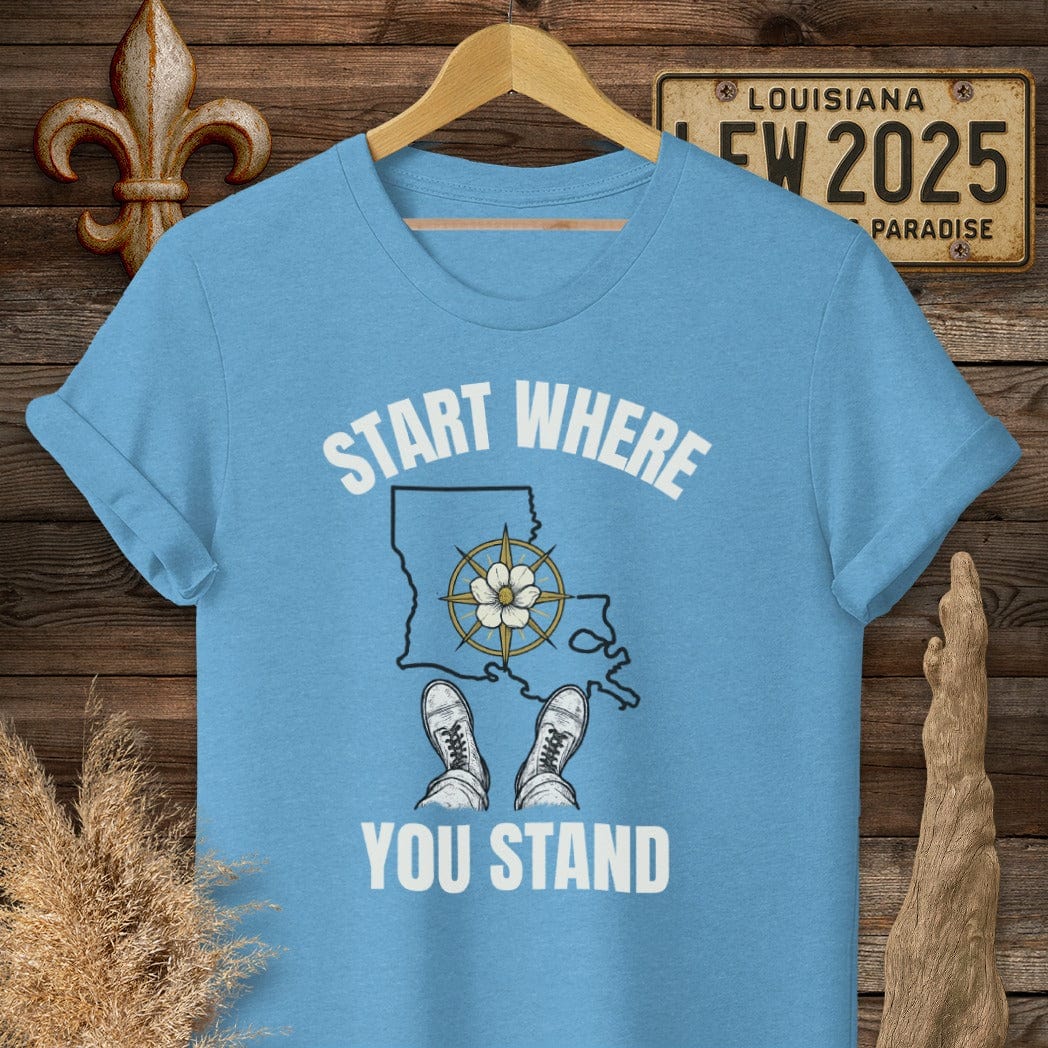 S / Heather Sapphire Louisiana Start Where You Stand T-Shirt by Laissez Faire Wear